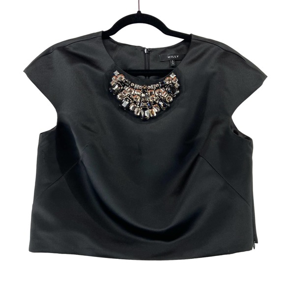 Milly Tops - Milly Black Embellished Jeweled Sleeveless Top Sz 8